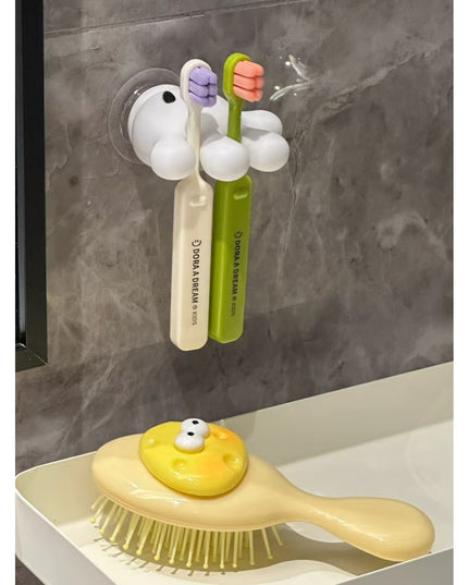 Suport de Baie, Multifunctional, pentru Periute/Cabluri, din PVC, cu Ventuza, Model Manusa Mickey Mouse