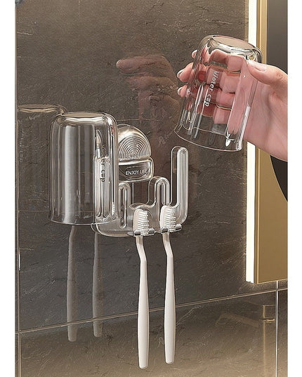 Suport Multifunctional Dublu, Pahar si Suport pentru Periuta de Dinti, Plastic, x