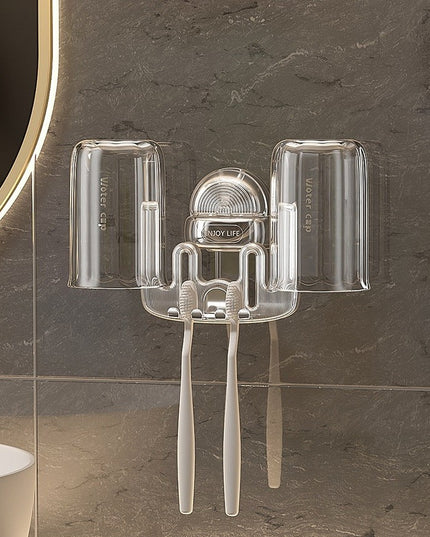 Suport Multifunctional Dublu, Pahar si Suport pentru Periuta de Dinti, Plastic, x