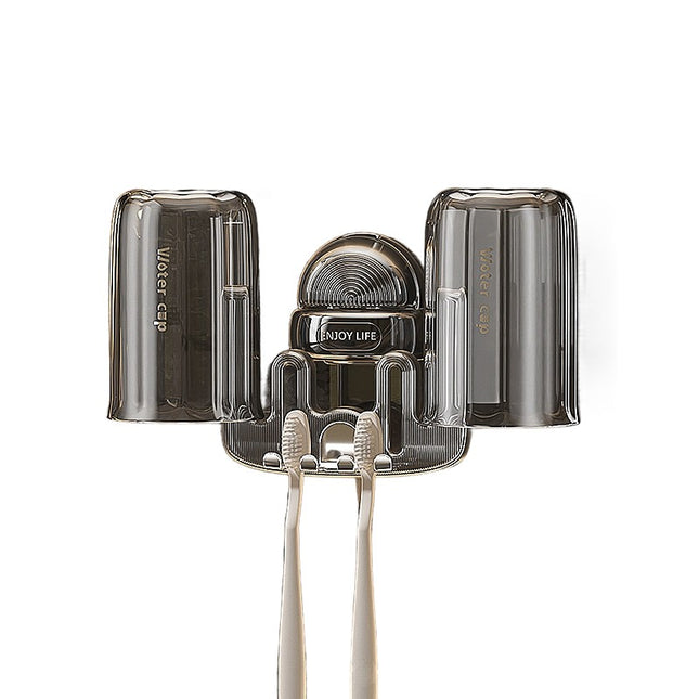 Suport Multifunctional Dublu, Pahar si Suport pentru Periuta de Dinti, Plastic, x