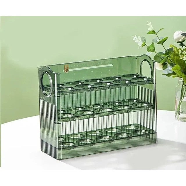 Suport Organizator pentru Oua, Capacitate 30 Oua, Pentru Usa Frigiderului, 3 Straturi, din Plastic