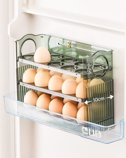 Suport Organizator pentru Oua, Capacitate 30 Oua, Pentru Usa Frigiderului, 3 Straturi, din Plastic