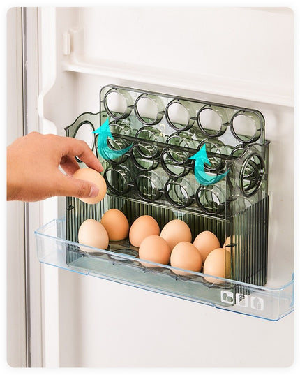 Suport Organizator pentru Oua, Capacitate 30 Oua, Pentru Usa Frigiderului, 3 Straturi, din Plastic