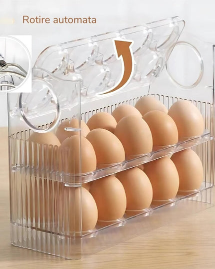 Suport Organizator pentru Oua, Capacitate 30 Oua, Pentru Usa Frigiderului, 3 Straturi, din Plastic