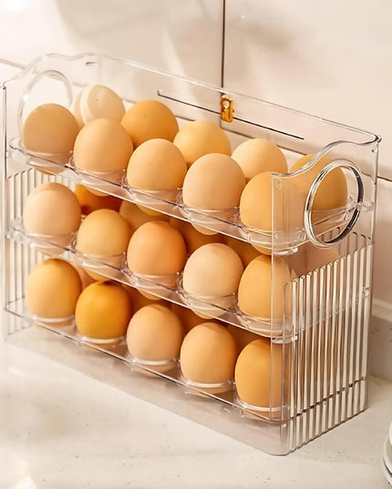 Suport Organizator pentru Oua, Capacitate 30 Oua, Pentru Usa Frigiderului, 3 Straturi, din Plastic