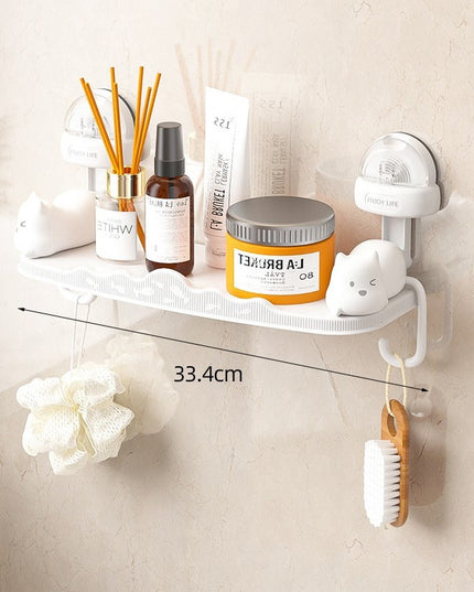Suport pentru Baie, Montare pe Perete, Model Pisicute, ABS, Adeziv, Raft pentru Depozitare