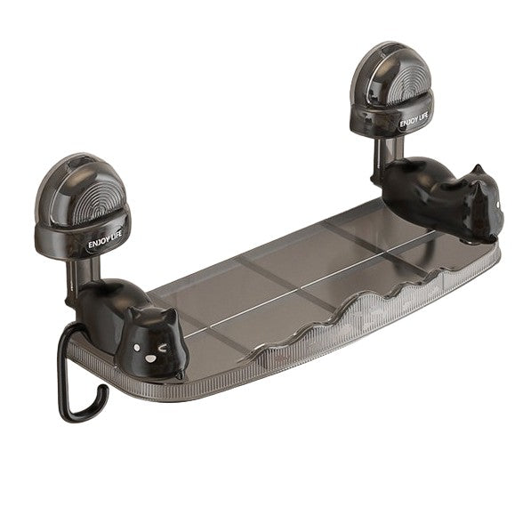 Suport pentru Baie, Montare pe Perete, Model Pisicute, ABS, Adeziv, Raft pentru Depozitare