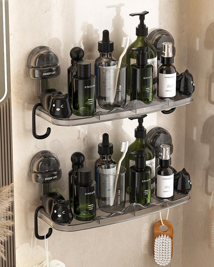 Suport pentru Baie, Montare pe Perete, Model Pisicute, ABS, Adeziv, Raft pentru Depozitare