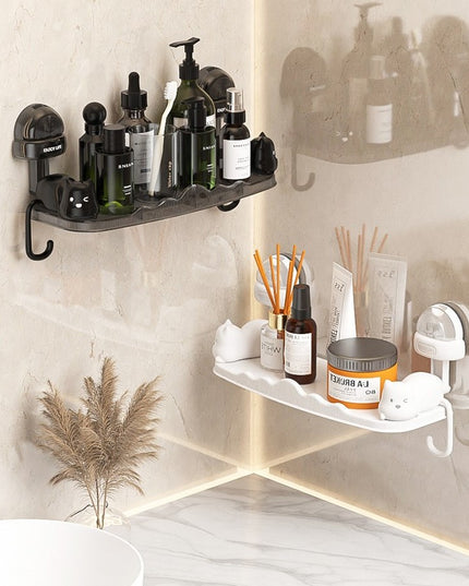 Suport pentru Baie, Montare pe Perete, Model Pisicute, ABS, Adeziv, Raft pentru Depozitare