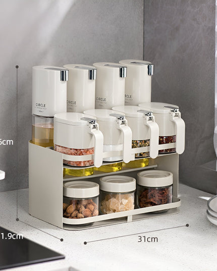 Suport pentru Depozitare Condimente, Ulei, Otet, Montare pe Perete din 12 Piese, Uz Casnic, pentru Bucatarie