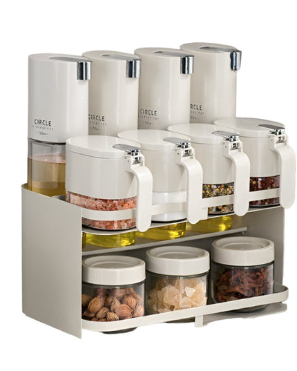 Suport pentru Depozitare Condimente, Ulei, Otet, Montare pe Perete din 12 Piese, Uz Casnic, pentru Bucatarie