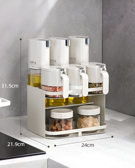 Suport pentru Depozitare Condimente, Ulei, Otet, Montare pe Perete din 9 Piese, Uz Casnic, pentru Bucatarie