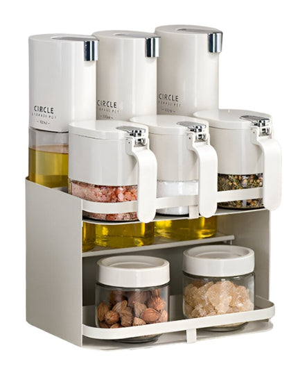 Suport pentru Depozitare Condimente, Ulei, Otet, Montare pe Perete din 9 Piese, Uz Casnic, pentru Bucatarie