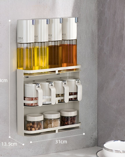 Suport pentru Depozitare Condimente, Ulei, Otet, Montare pe Perete din 12 Piese, Uz Casnic, pentru Bucatarie