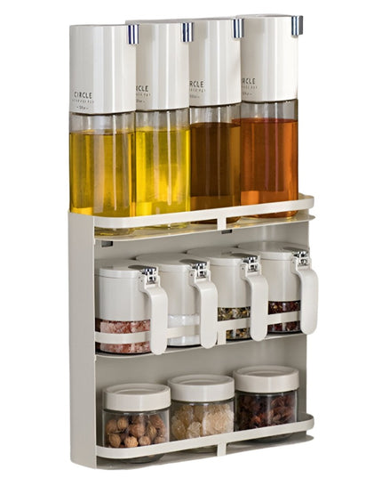 Suport pentru Depozitare Condimente, Ulei, Otet, Montare pe Perete din 12 Piese, Uz Casnic, pentru Bucatarie