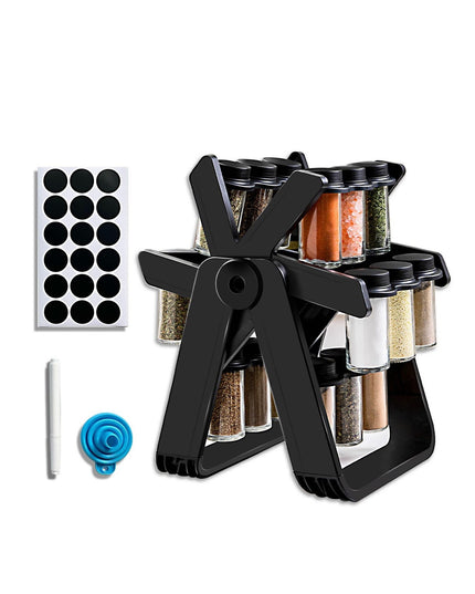 Suport Pentru Condimente Rotativ, Multifunctional, Pivotant 360°, Portabil, Usor de Montat, , ABS/Sticla