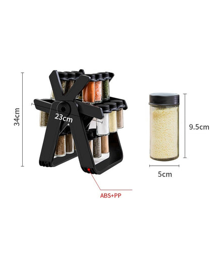 Suport Pentru Condimente Rotativ, Multifunctional, Pivotant 360°, Portabil, Usor de Montat, , ABS/Sticla