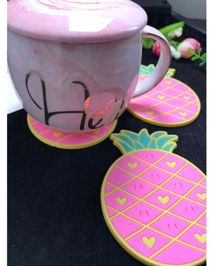 Suport pentru Pahar, Model Ananas, din PVC,Rezistent la Caldura