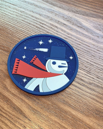 Suport pentru Pahar, Model Om de Zapada, din PVC,Rezistent la Caldura