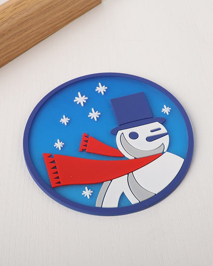 Suport pentru Pahar, Model Om de Zapada, din PVC,Rezistent la Caldura