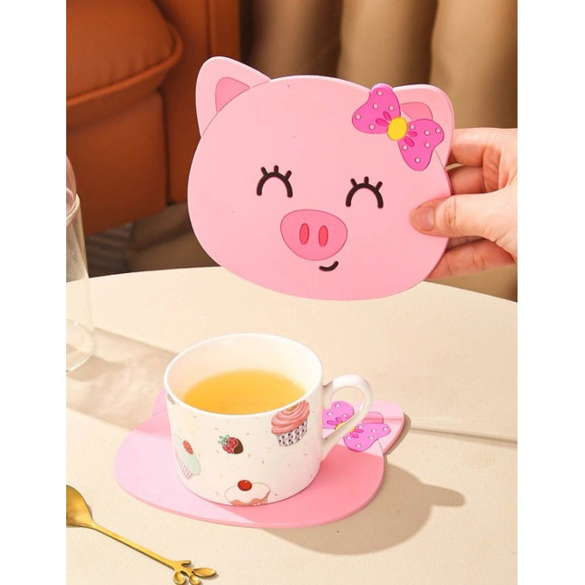 Suport pentru Pahar, Model Urs Purcelus, din PVC,Rezistent la Caldura