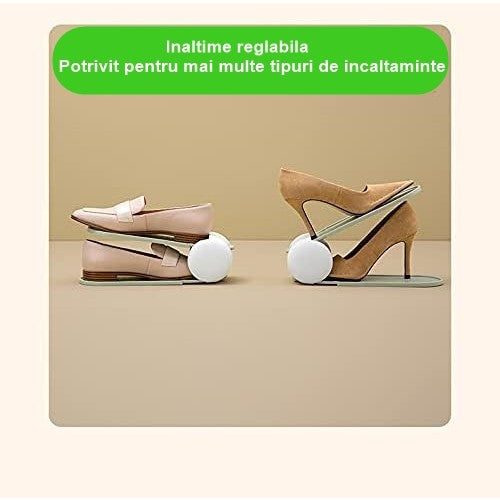 Suport pentru Pantofi, cu Două Straturi, Organizator, Antiderapant și Durabil, Inălțime Reglabilă