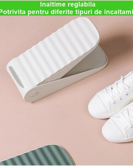 Suport pentru Pantofi, cu Două Straturi, Organizator, Antiderapant și Durabil, Inălțime Reglabilă