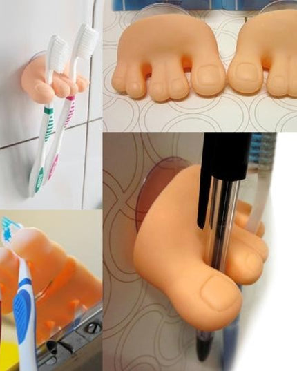 Suport de Baie, Multifunctional, pentru Periute/Cabluri, din PVC, cu Ventuza, Model Picior,