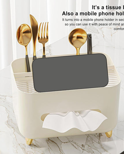 Suport pentru Servetele, Multifunctionala, Design Minimalist, ABS, cu Suport pentru Obiectele Personale, pentru Birou