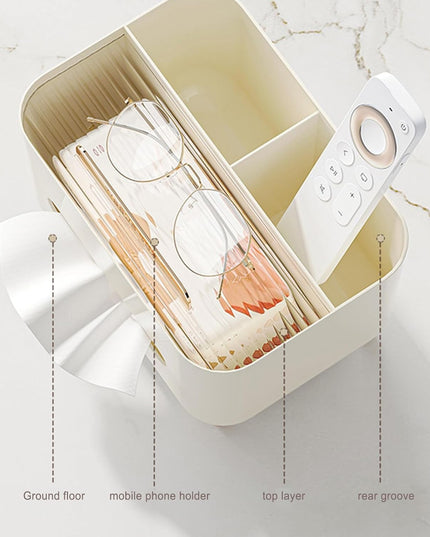 Suport pentru Servetele, Multifunctionala, Design Minimalist, ABS, cu Suport pentru Obiectele Personale, pentru Birou