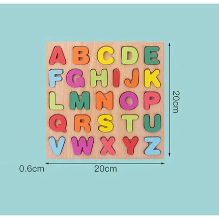 Tabla Montessori, din Lemn, Educatie Timpurie Alfabet, 26 Litere Lemn, +18 Luni, 20 x 20 cm, Vopsea pe Baza de Apa