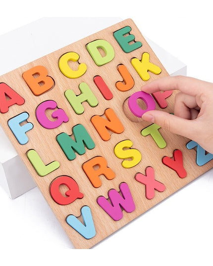 Tabla Montessori, din Lemn, Educatie Timpurie Alfabet, 26 Litere Lemn, +18 Luni, 20 x 20 cm, Vopsea pe Baza de Apa