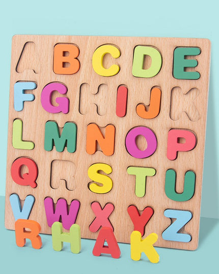 Tabla Montessori, din Lemn, Educatie Timpurie Alfabet, 26 Litere Lemn, +18 Luni, 20 x 20 cm, Vopsea pe Baza de Apa