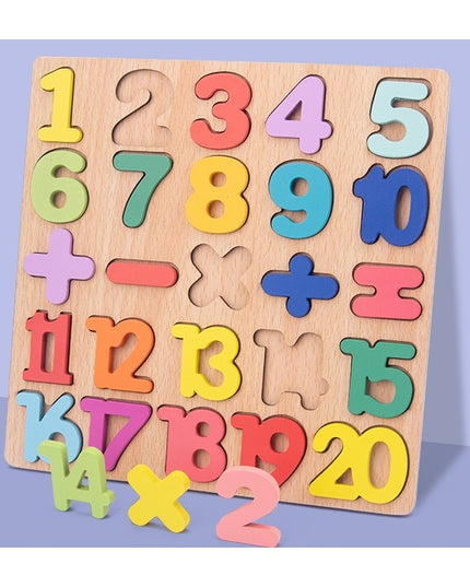 Tabla Montessori, din Lemn, Educatie Timpurie Cifre, 25 Piese Lemn, +18 Luni, 20 x 20 cm, Vopsea pe Baza de Apa
