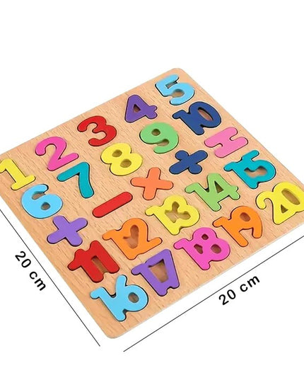 Tabla Montessori, din Lemn, Educatie Timpurie Cifre, 25 Piese Lemn, +18 Luni, 20 x 20 cm, Vopsea pe Baza de Apa