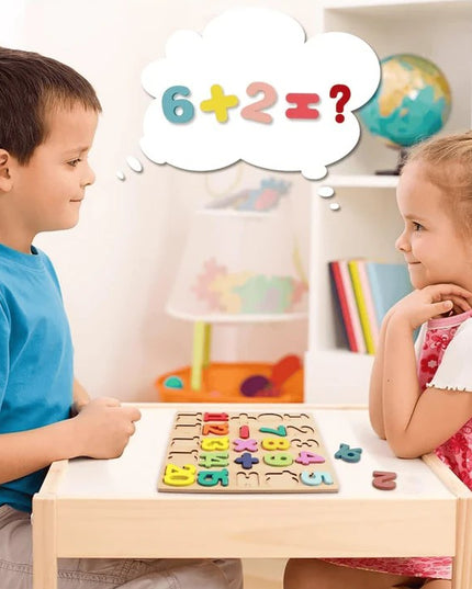 Tabla Montessori, din Lemn, Educatie Timpurie Cifre, 25 Piese Lemn, +18 Luni, 20 x 20 cm, Vopsea pe Baza de Apa