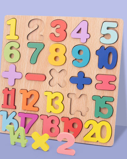 Tabla Montessori, din Lemn, Educatie Timpurie Cifre, 25 Piese Lemn, +18 Luni, 20 x 20 cm, Vopsea pe Baza de Apa
