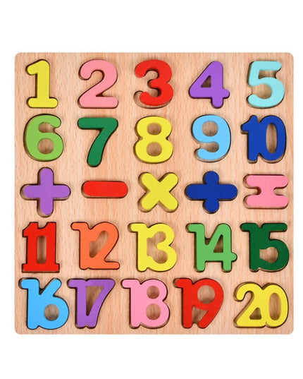 Tabla Montessori, din Lemn, Educatie Timpurie Cifre, 25 Piese Lemn, +18 Luni, 20 x 20 cm, Vopsea pe Baza de Apa