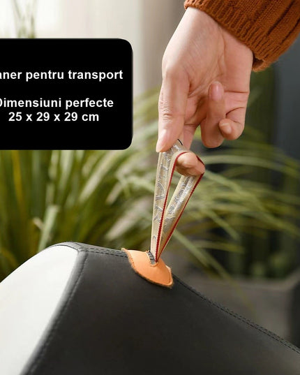 Taburet Pentru Copii, Cadru din Lemn Masiv,Perna de Burete Elastica si Maner de Transport, in Forma de Pinguin