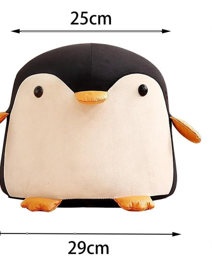 Taburet Pentru Copii, Cadru din Lemn Masiv,Perna de Burete Elastica si Maner de Transport, in Forma de Pinguin