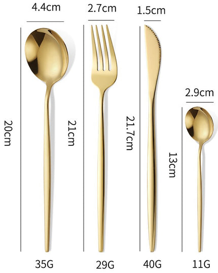 Tacamuri Portugheze, Set din 24 de Piese din Otel Inoxidabil, 6 Cutie, 6 Furculite, 6 Linguri de Masa, 6 Linguri pentru Ceai