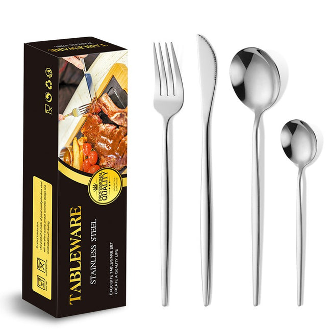 Tacamuri Portugheze, din 24 de Piese din Otel Inoxidabil, 6 , 6 Furculite, 6 Linguri de Masa, 6 Linguri pentru Ceai