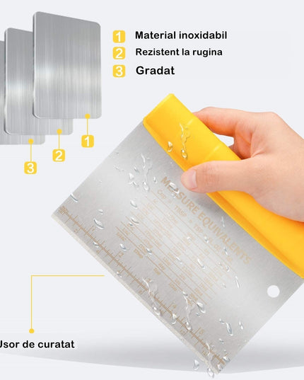 Taietor aluat 1, lama otel inoxidabil, maner din ABS, gradat, paleta plastic
