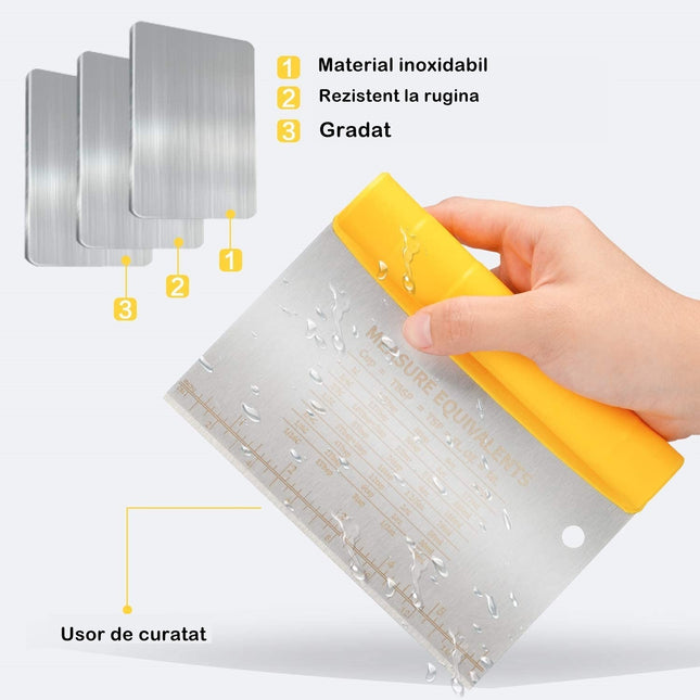 Taietor aluat 1, lama otel inoxidabil, maner din ABS, gradat, paleta plastic