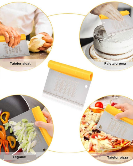 Taietor aluat 1, lama otel inoxidabil, maner din ABS, gradat, paleta plastic