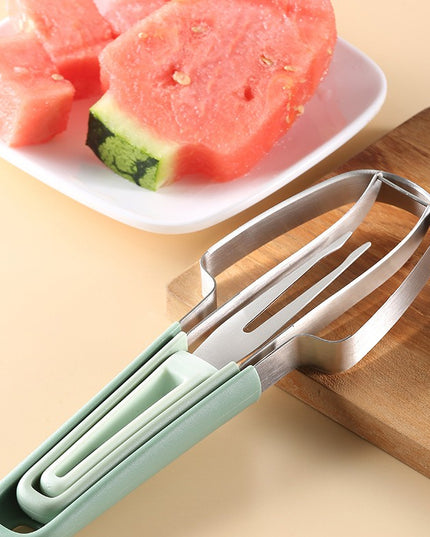 Taietor Decojitor pentru Pepene, pentru Legume si Fructe, Multifunctional, din 3 Parti, Otel Inoxidabil si Plastic PP