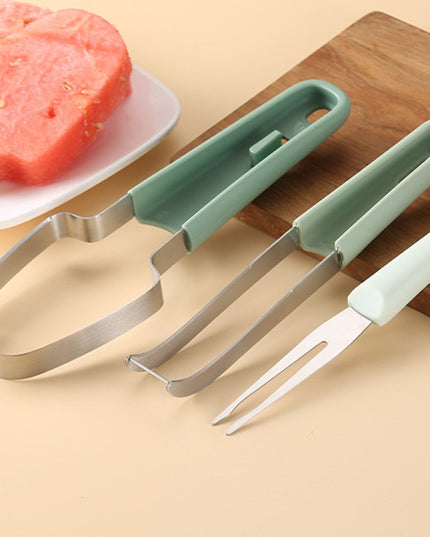Taietor Decojitor pentru Pepene, pentru Legume si Fructe, Multifunctional, din 3 Parti, Otel Inoxidabil si Plastic PP