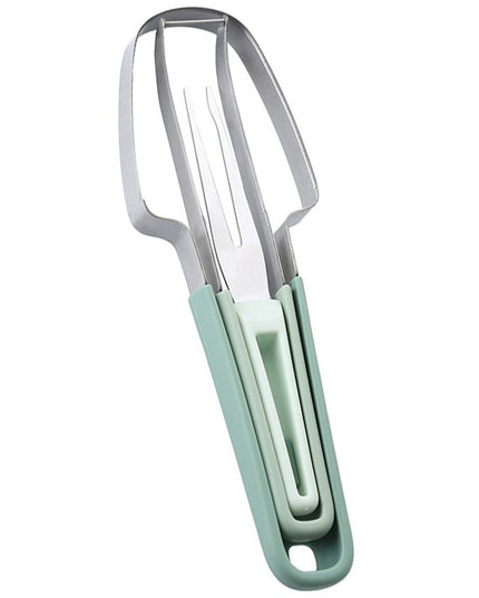 Taietor Decojitor pentru Pepene, pentru Legume si Fructe, Multifunctional, din 3 Parti, Otel Inoxidabil si Plastic PP