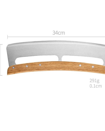Taietor Feliator de Pizza, din Otel Inoxidabil, cu Capac, Maner din Lemn, Antialunecare, Lama Neteda si Ascutita