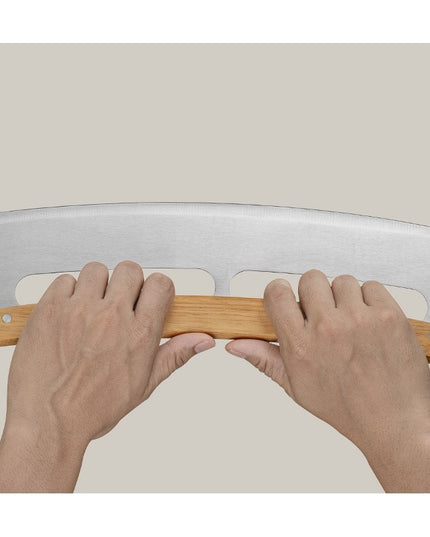 Taietor Feliator de Pizza, din Otel Inoxidabil, cu Capac, Maner din Lemn, Antialunecare, Lama Neteda si Ascutita